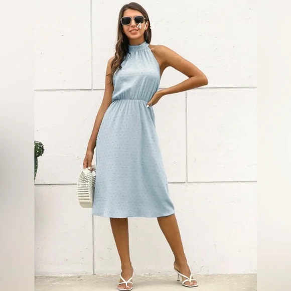 SHEIN | Dresses | Shein Halter Neck Swiss Dot Dress | Poshmark
